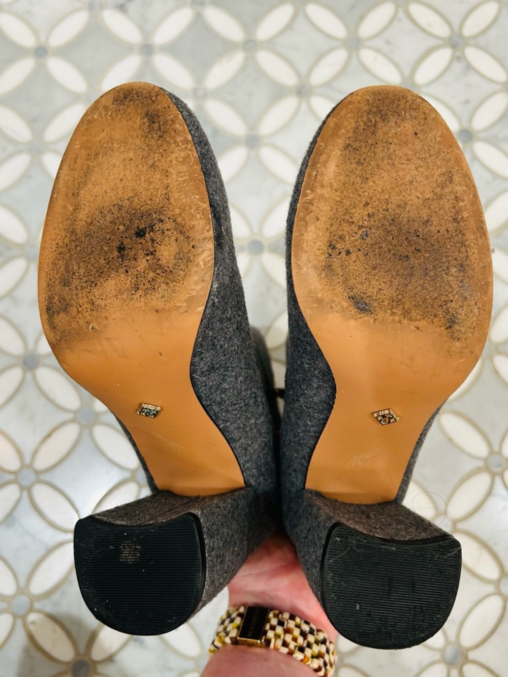 Anthropologie Nanette Lepore Linette Wool Embellished Bow Ankle Boots Grey 7 - Picture 13 of 15